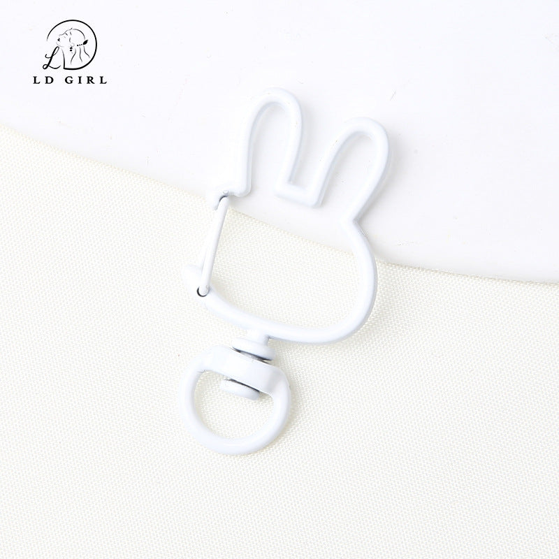 A spring buckle, universal rotation, candy-colored bunny, cat love keychain, DIY jewelry accessories.