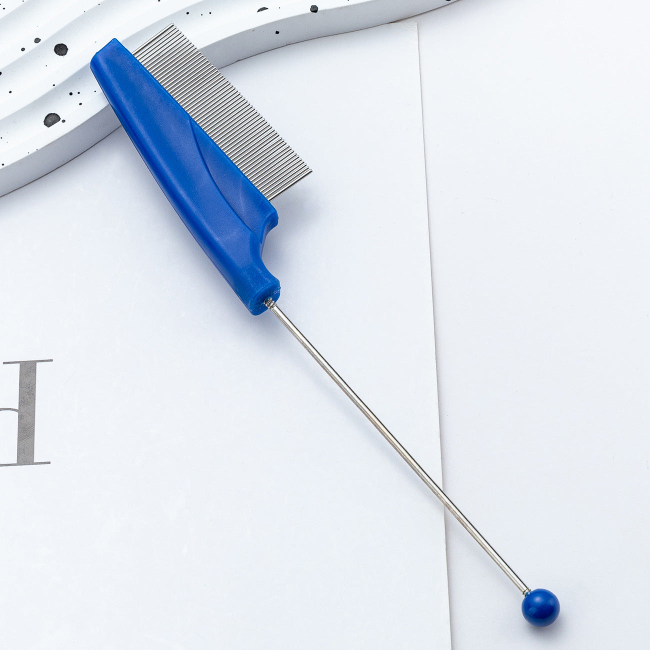 DIY beaded pet comb dog cat flea removal comb plastic dense tooth special comb steel needle comb hair removal comb wholesale