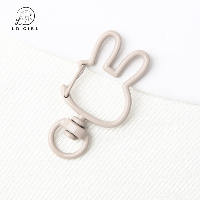 A spring buckle, universal rotation, candy-colored bunny, cat love keychain, DIY jewelry accessories.