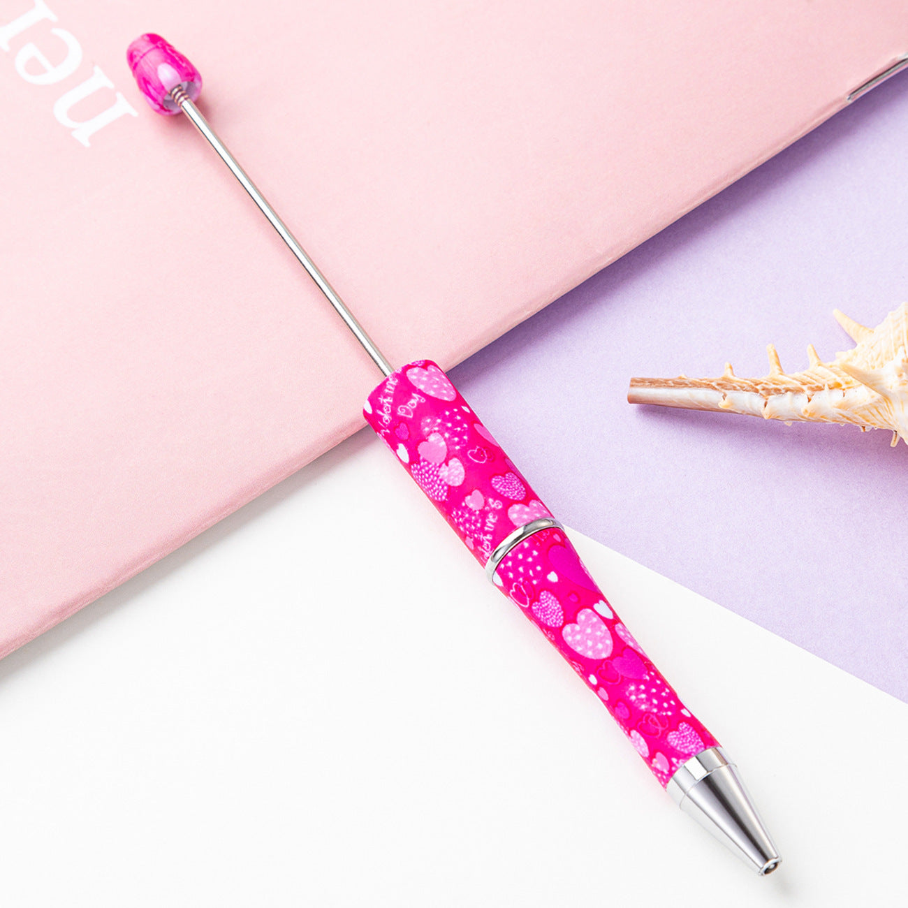 16-Color DIY Valentine's Day love bead pen, creative handmade, printed multi-color beaded ballpoint pen