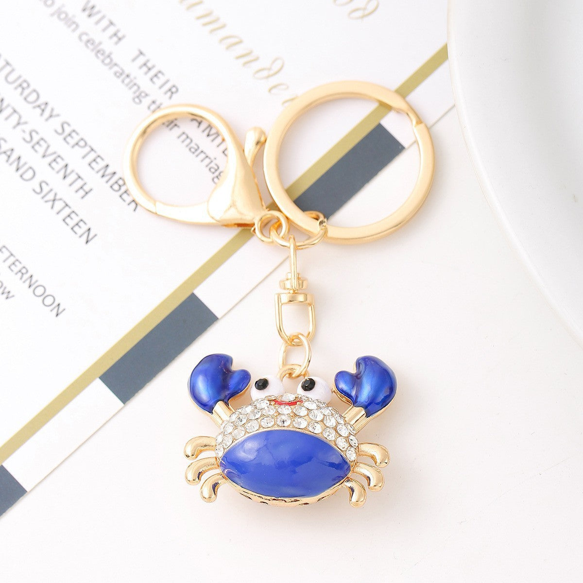 9-Type Colorful Ocean Animal Diamond Wallet Pendant Key Ring