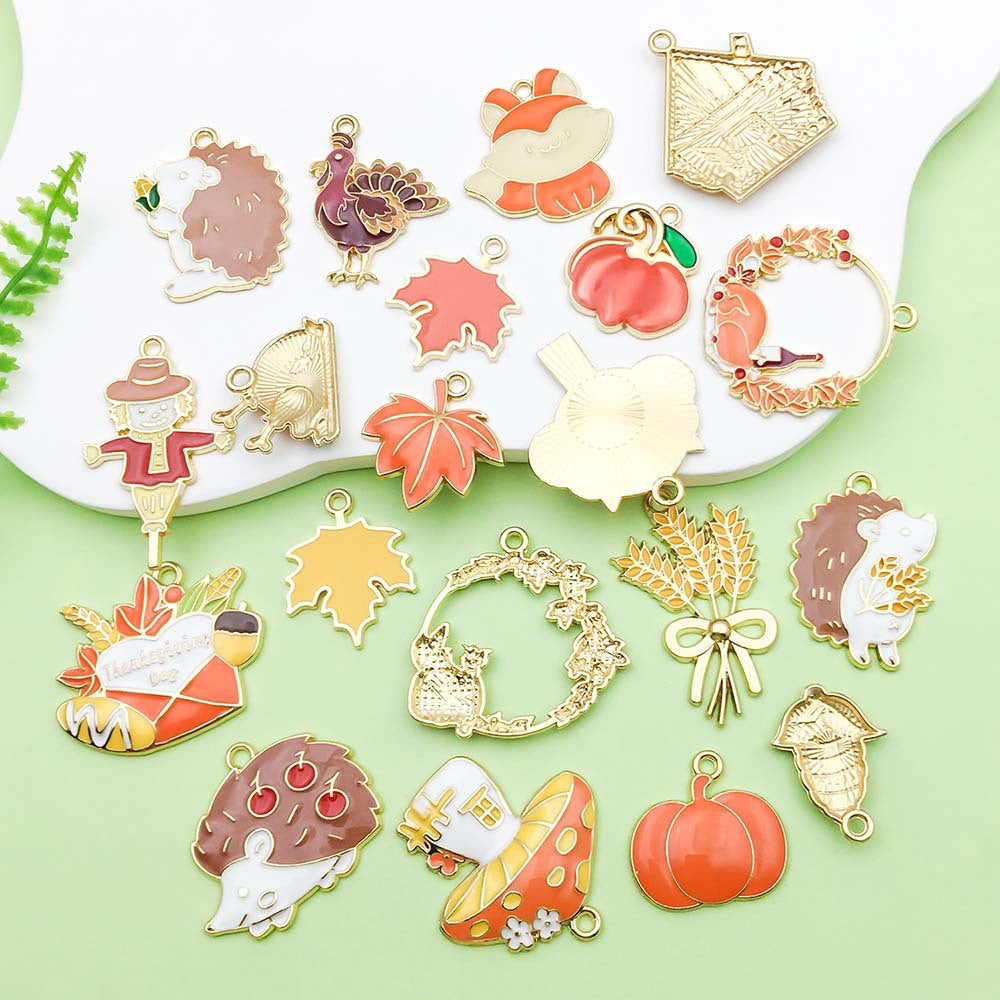Thanksgiving series gold plated enamel charm metal alloy