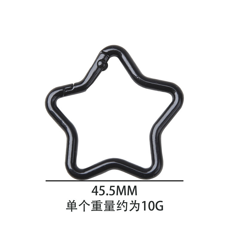 A paint alloy big heart, five-pointed star, spring ring, keychain, spring ring DIY jewelry accessories