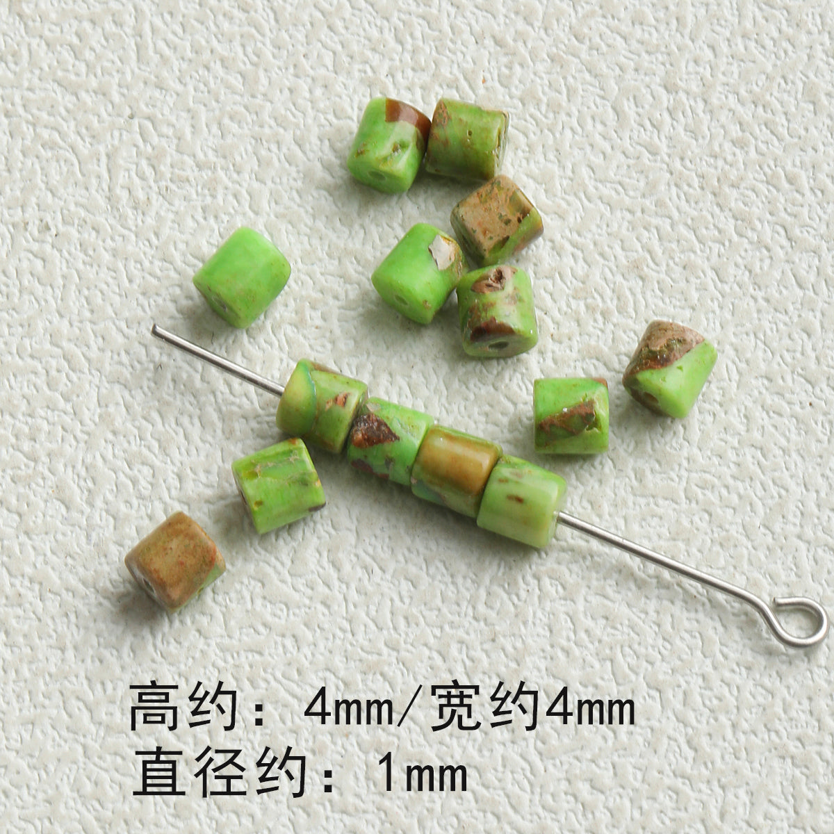 Natural emperor pine/septum/round tube loose beads/DIY accessories【绿浮】