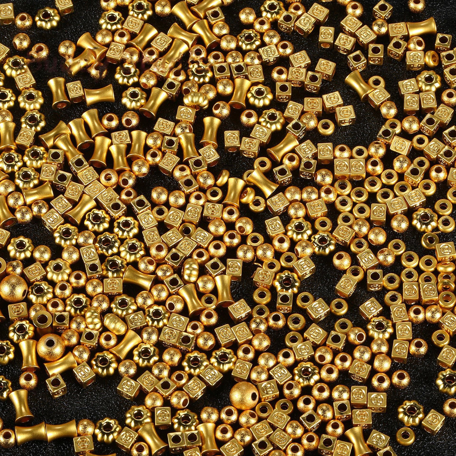 Color retention, sand gold, straight hole, spacer beads/pumpkin beads/spacer/round loose beads, DIY accessories