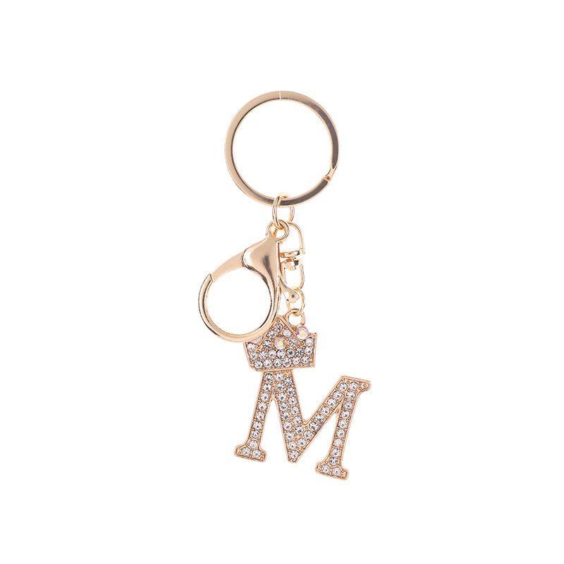 Metal Diamond letter keychain, premium key ring, rhinestone backpack charm