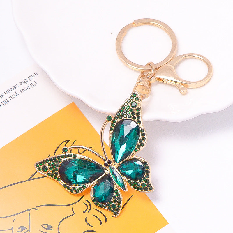 18-Color Stone Diamond Butterfly Keychain, Necklace