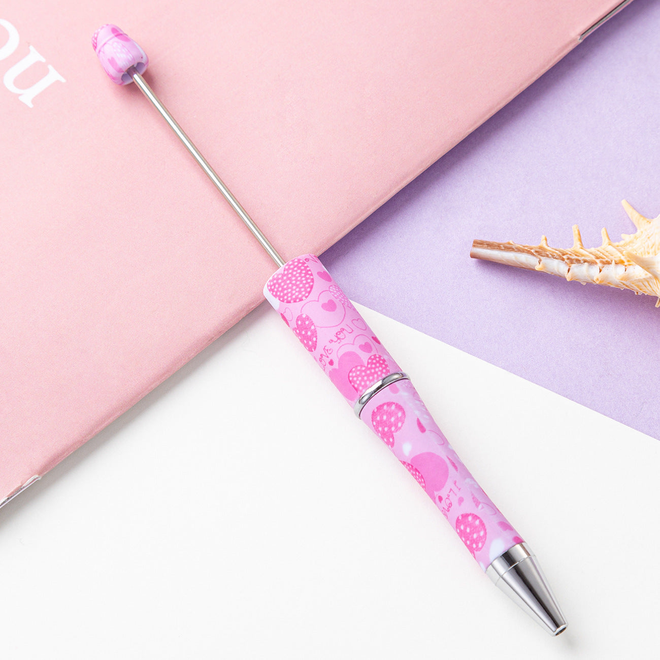 16-Color DIY Valentine's Day love bead pen, creative handmade, printed multi-color beaded ballpoint pen