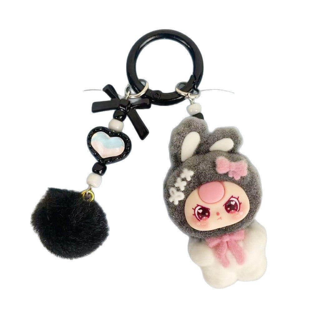 Flocking standing baby three-year-old pendant school bag bag cartoon DIY doll girl pendant student keychain gift