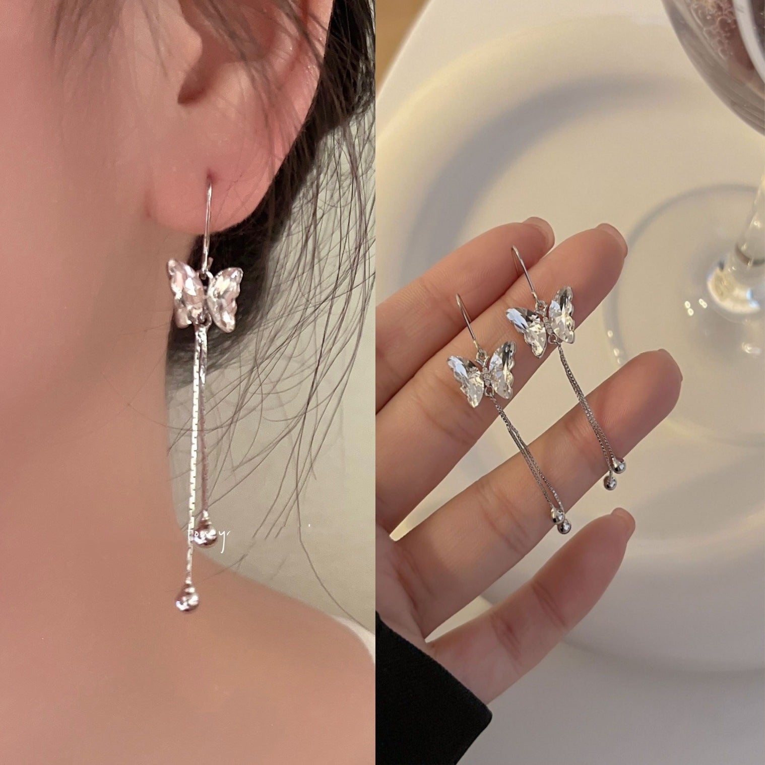 E13,925 Silver Needle Earrings D