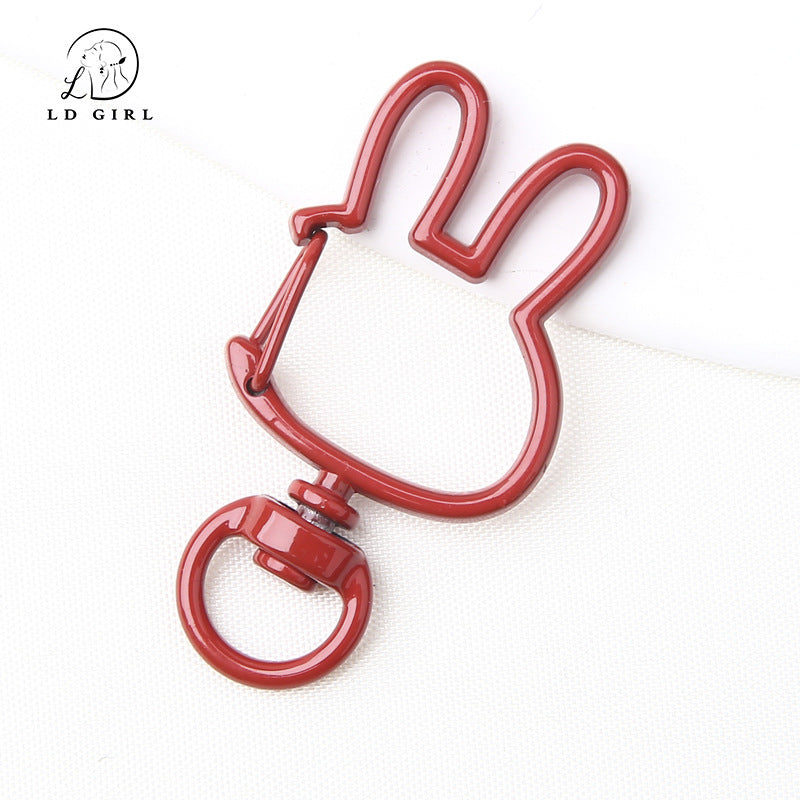 A spring buckle, universal rotation, candy-colored bunny, cat love keychain, DIY jewelry accessories.