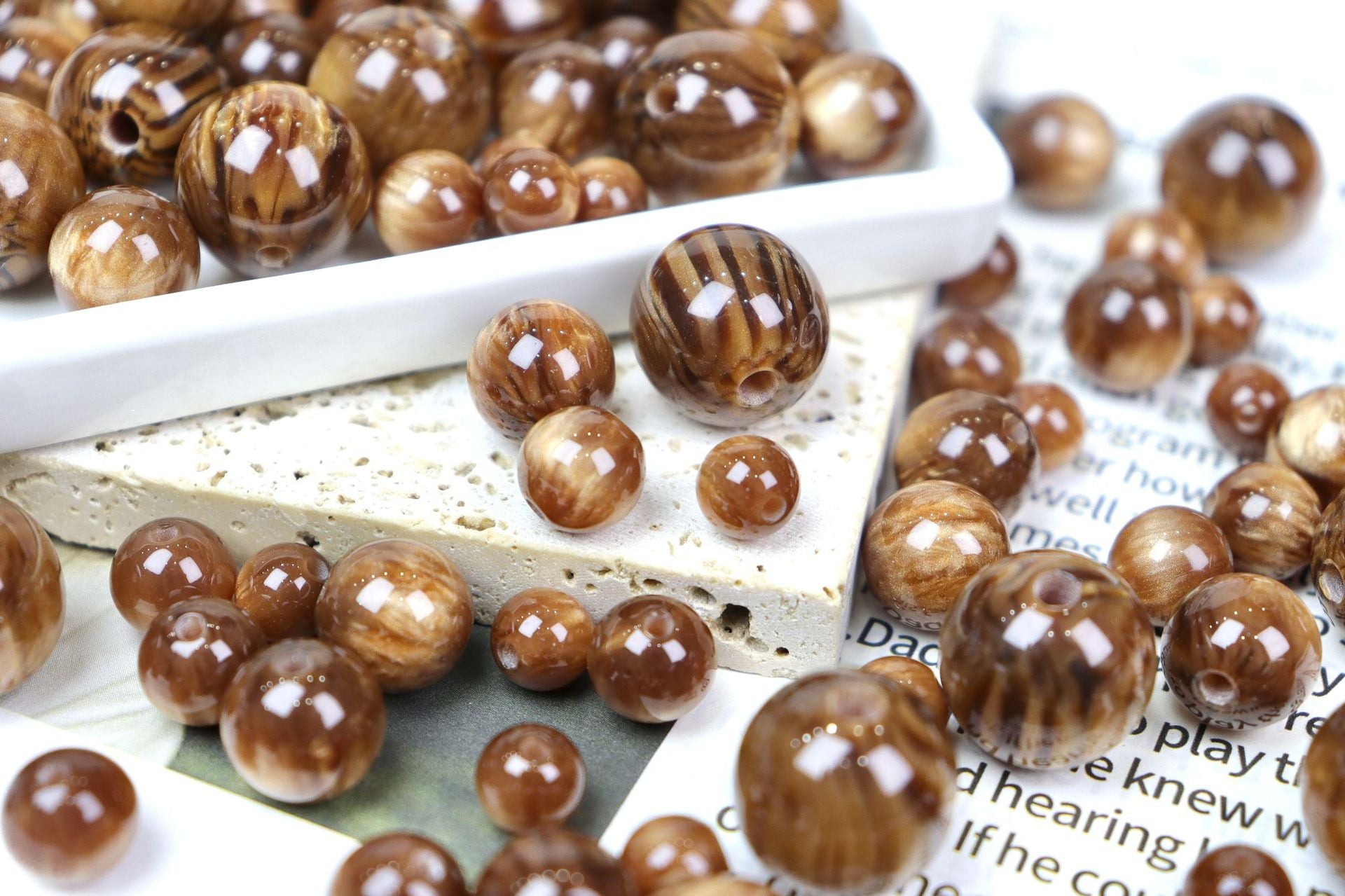 NO.25 Monet oil painting style vintage resin beads （莫奈油画风）朽木生花