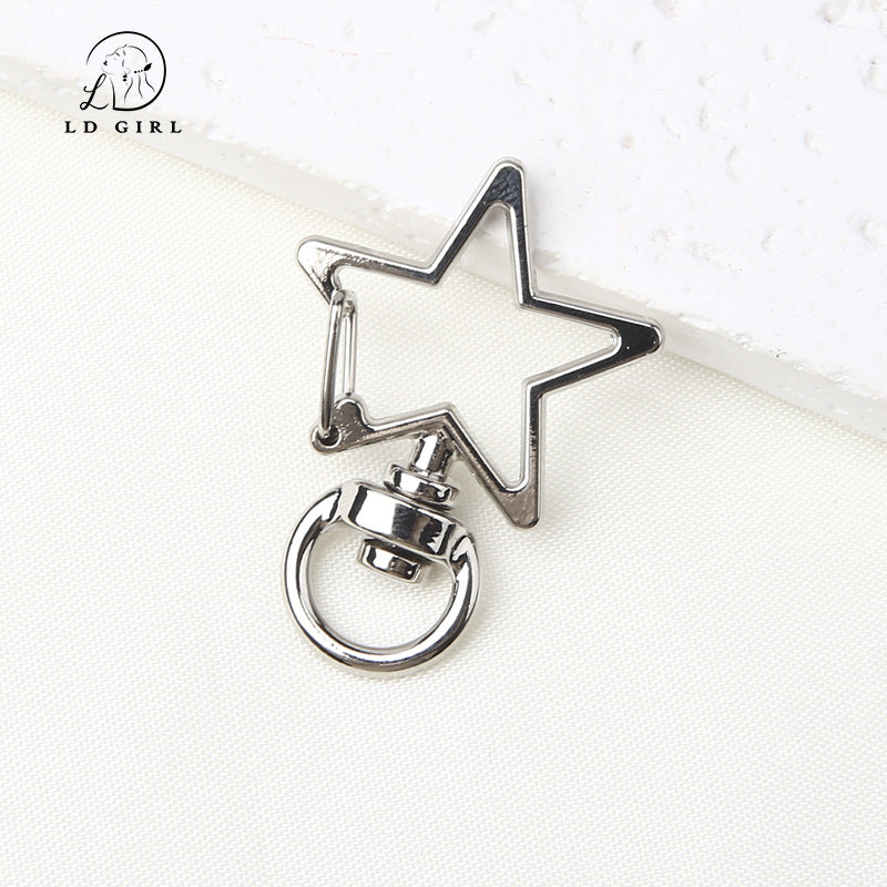 A pentagram spring buckle, colored alloy paint, keychain, DIY material