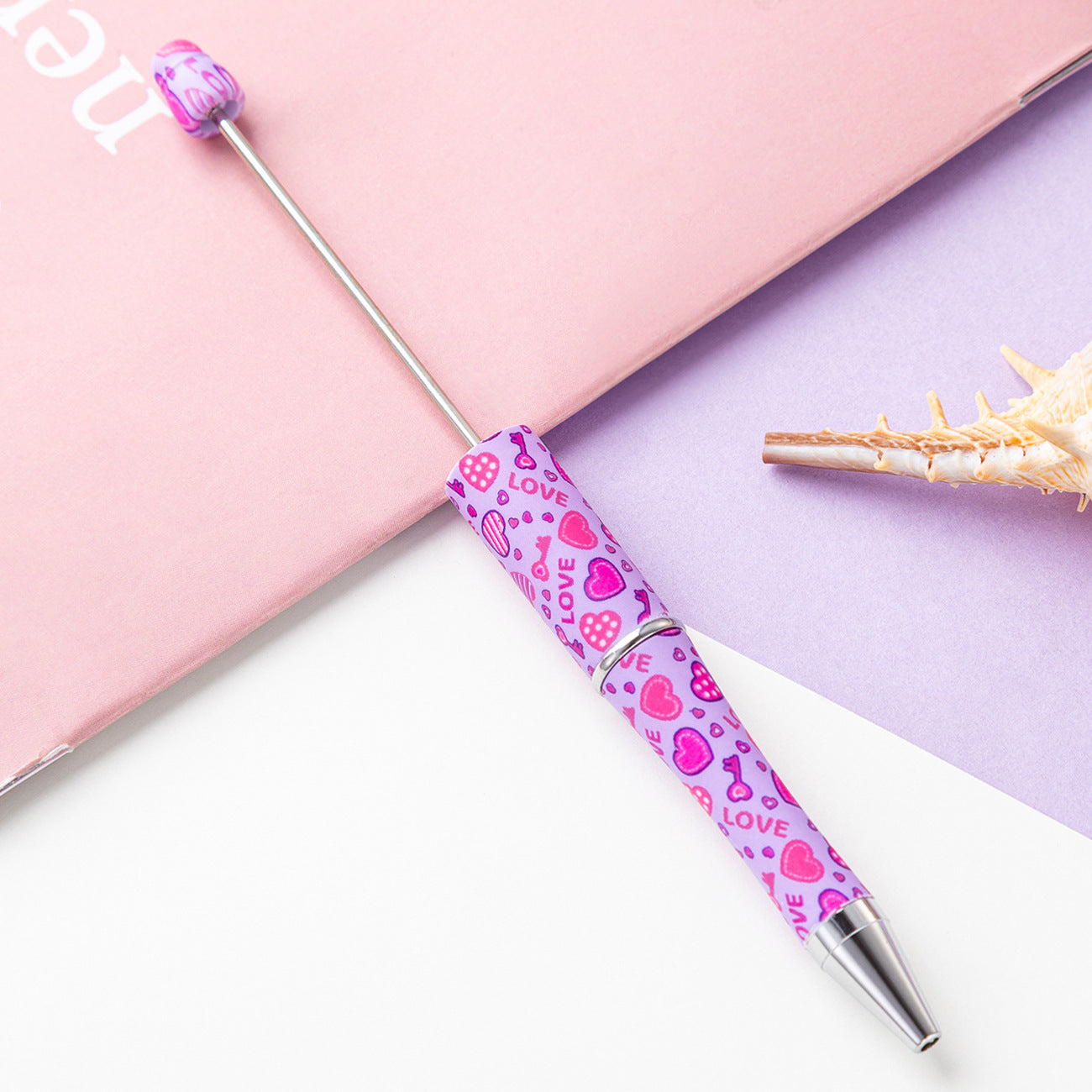 16-Color DIY Valentine's Day love bead pen, creative handmade, printed multi-color beaded ballpoint pen