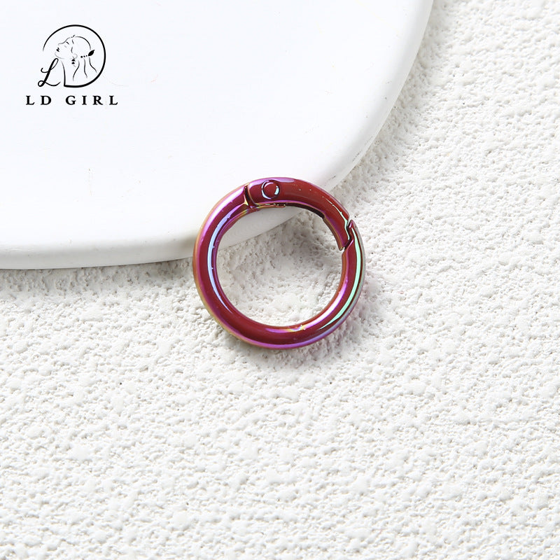 A Color electroplated spring buckle, paint zinc alloy, spring ring, round buckle, jewelry accessories, DIY handmade spring buckle