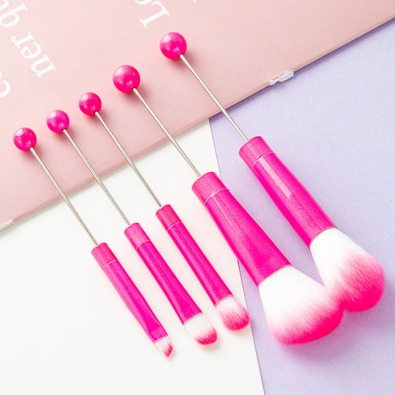 5 DIY metal handles, beaded makeup brush set