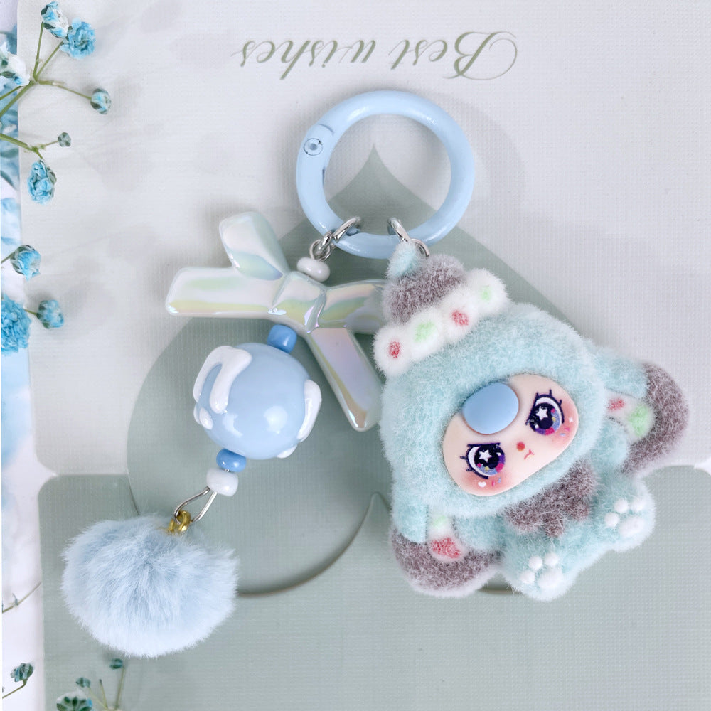 Flocking dessert three-year-old baby jewelry accessories, cartoon keychains, bag pendants