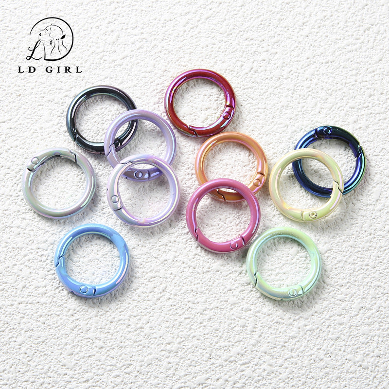 A Color electroplated spring buckle, paint zinc alloy, spring ring, round buckle, jewelry accessories, DIY handmade spring buckle