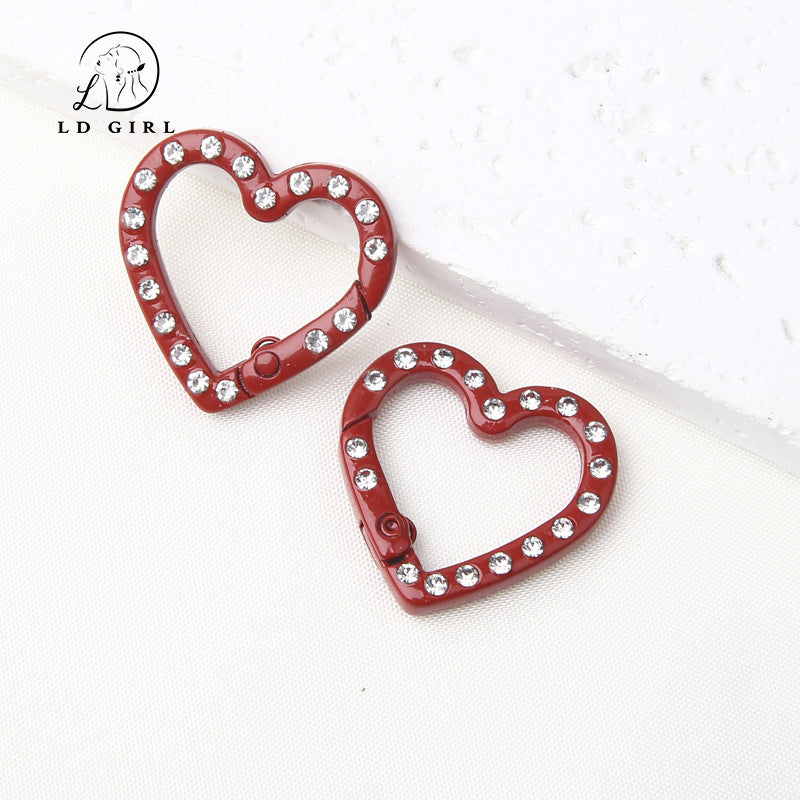 A25mm diamond set, love spring buckle, open ring, DIY jewelry accessories