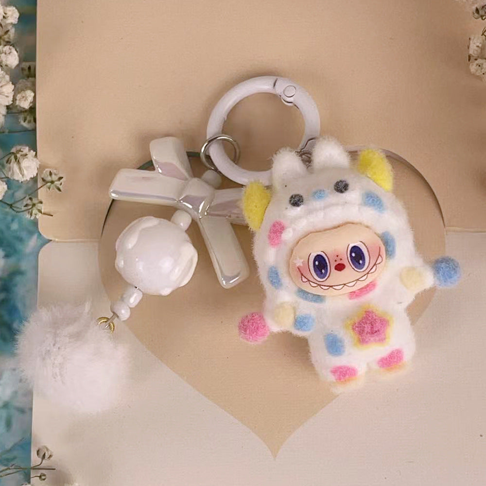 Flocking multi-point monster cloth cloth, jewelry accessories, cartoon DIY keychain.