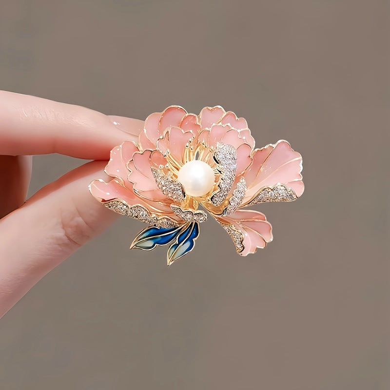 29-Type Hand Painted Enamel Sparkling Diamond Vintage Animal Brooch, Pink Flower Fashion Brooch