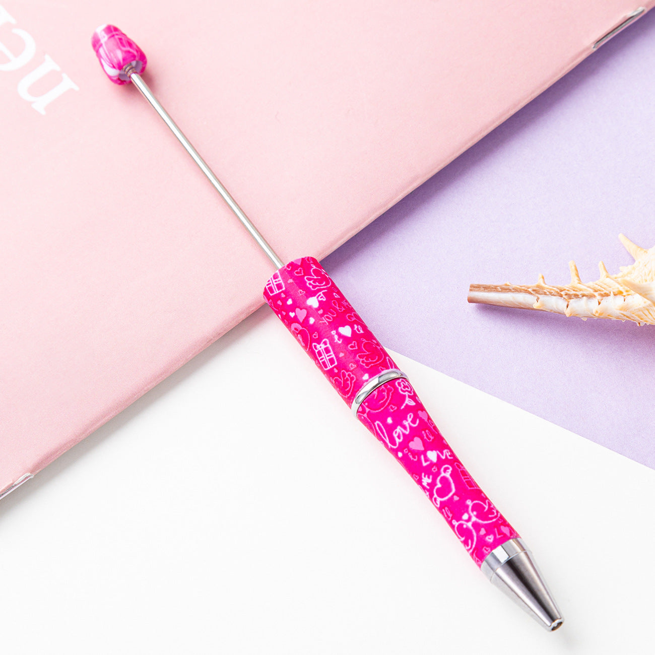 16-Color DIY Valentine's Day love bead pen, creative handmade, printed multi-color beaded ballpoint pen