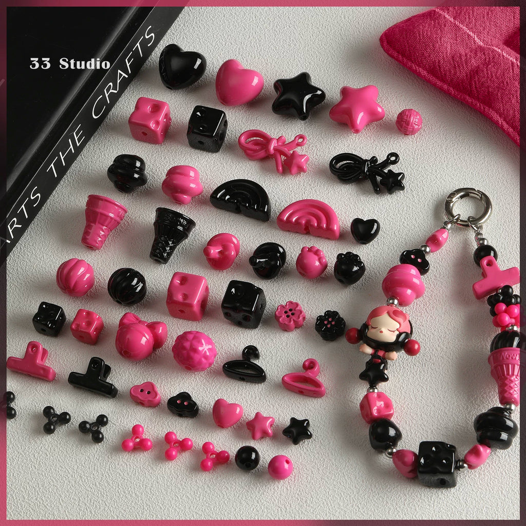 Acrylic paint/stars/love/beaded DIY accessories【辣妹粉】