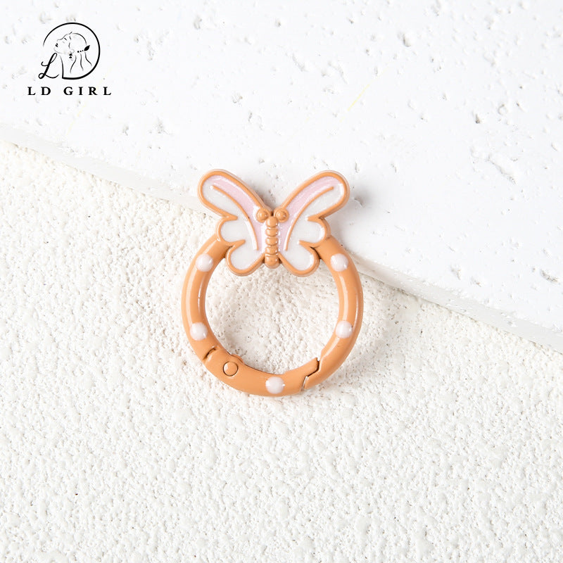 A butterfly spring buckle, mobile phone chain spring ring, cartoon open keychain, DIY alloy accessories