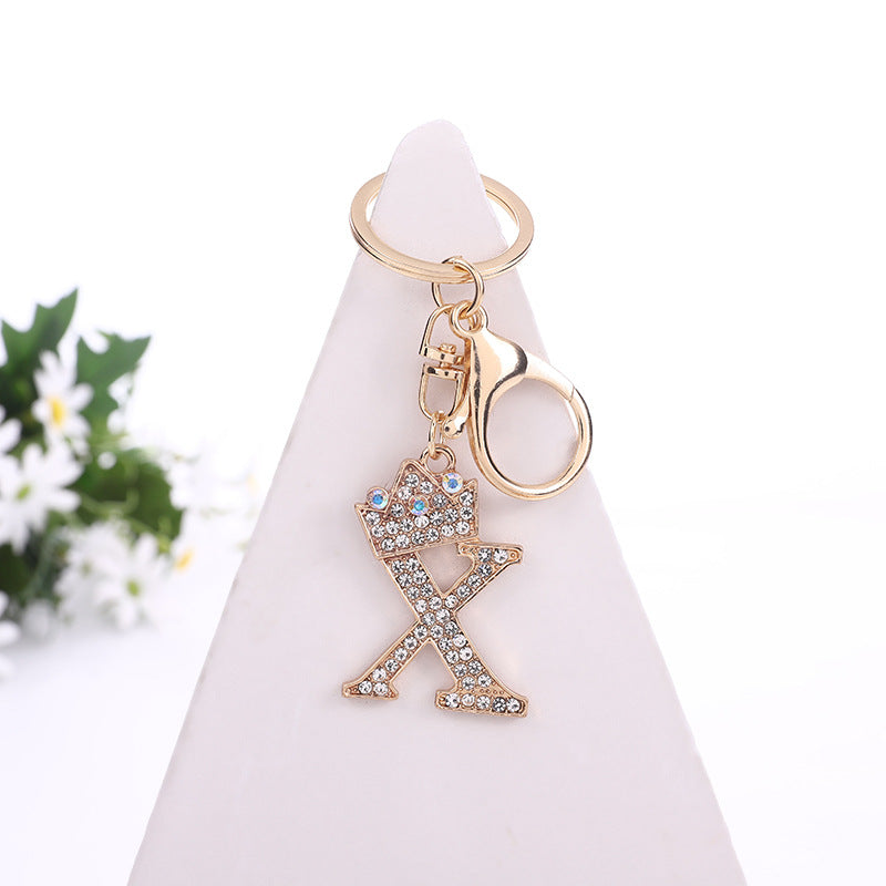 Metal Diamond letter keychain, premium key ring, rhinestone backpack charm