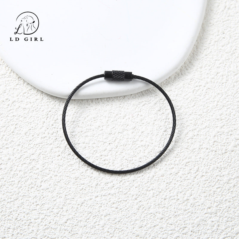 A candy colored wire rope ring