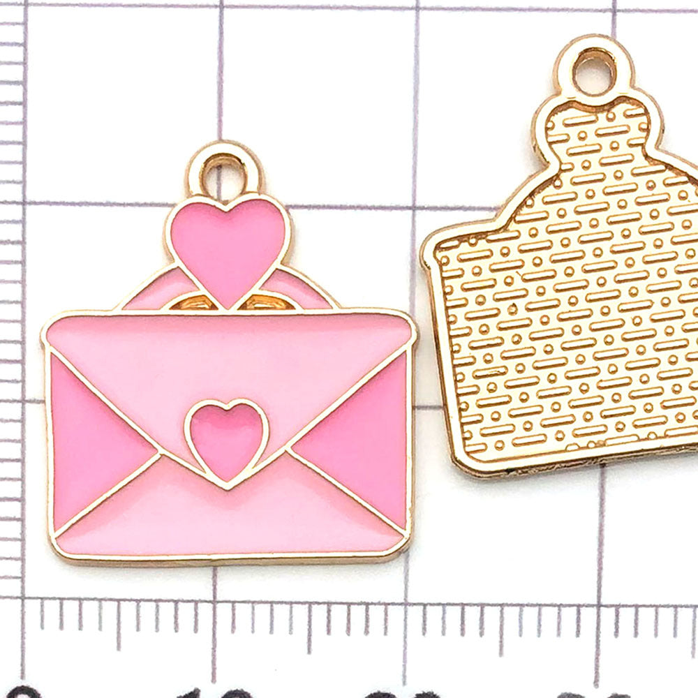 NO.20-3 Pink gold plated enamel charm