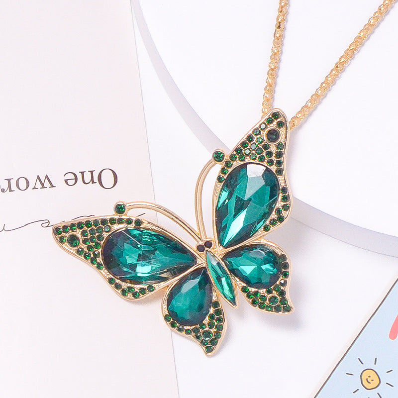 18-Color Stone Diamond Butterfly Keychain, Necklace