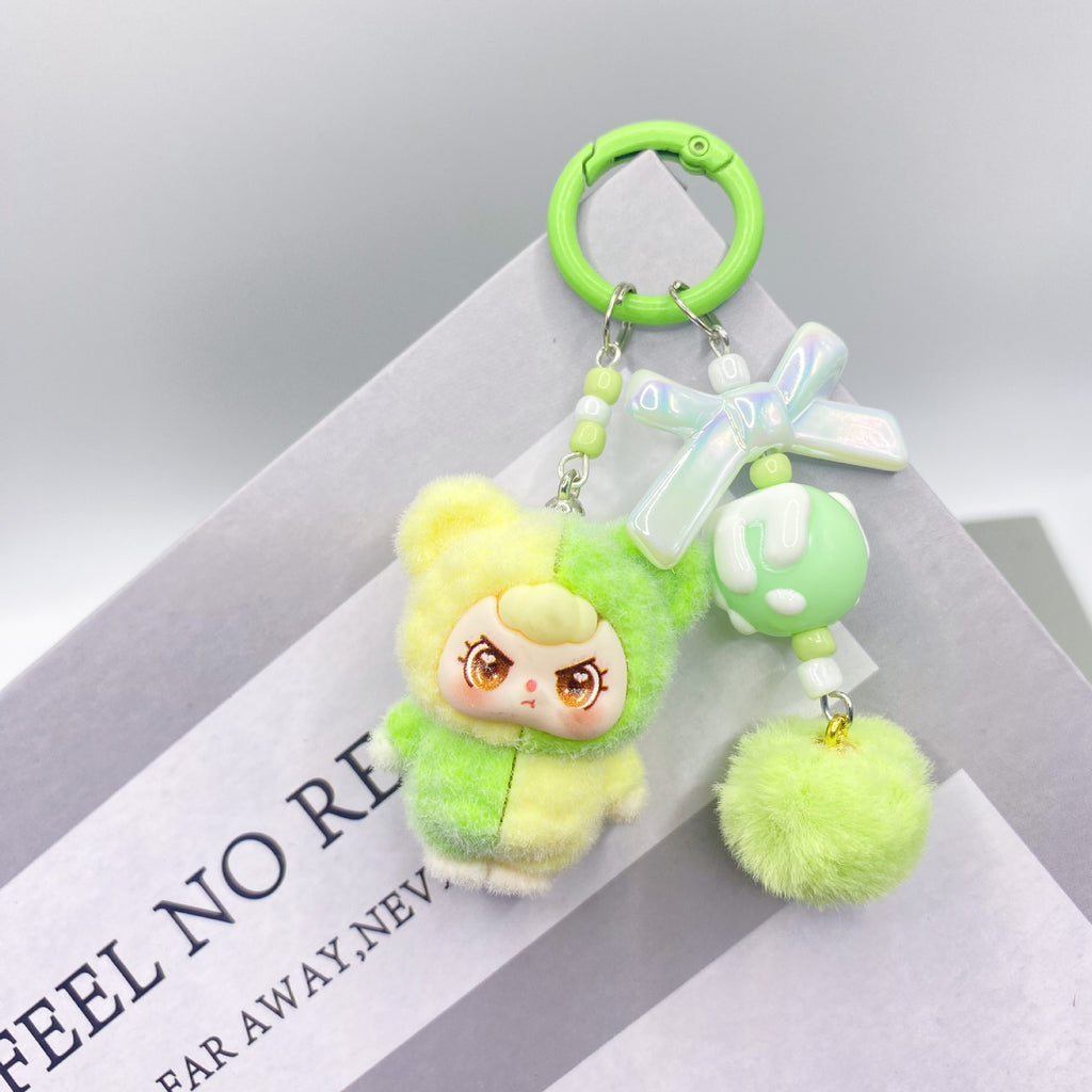 Flocking color matching, keychain pendant.