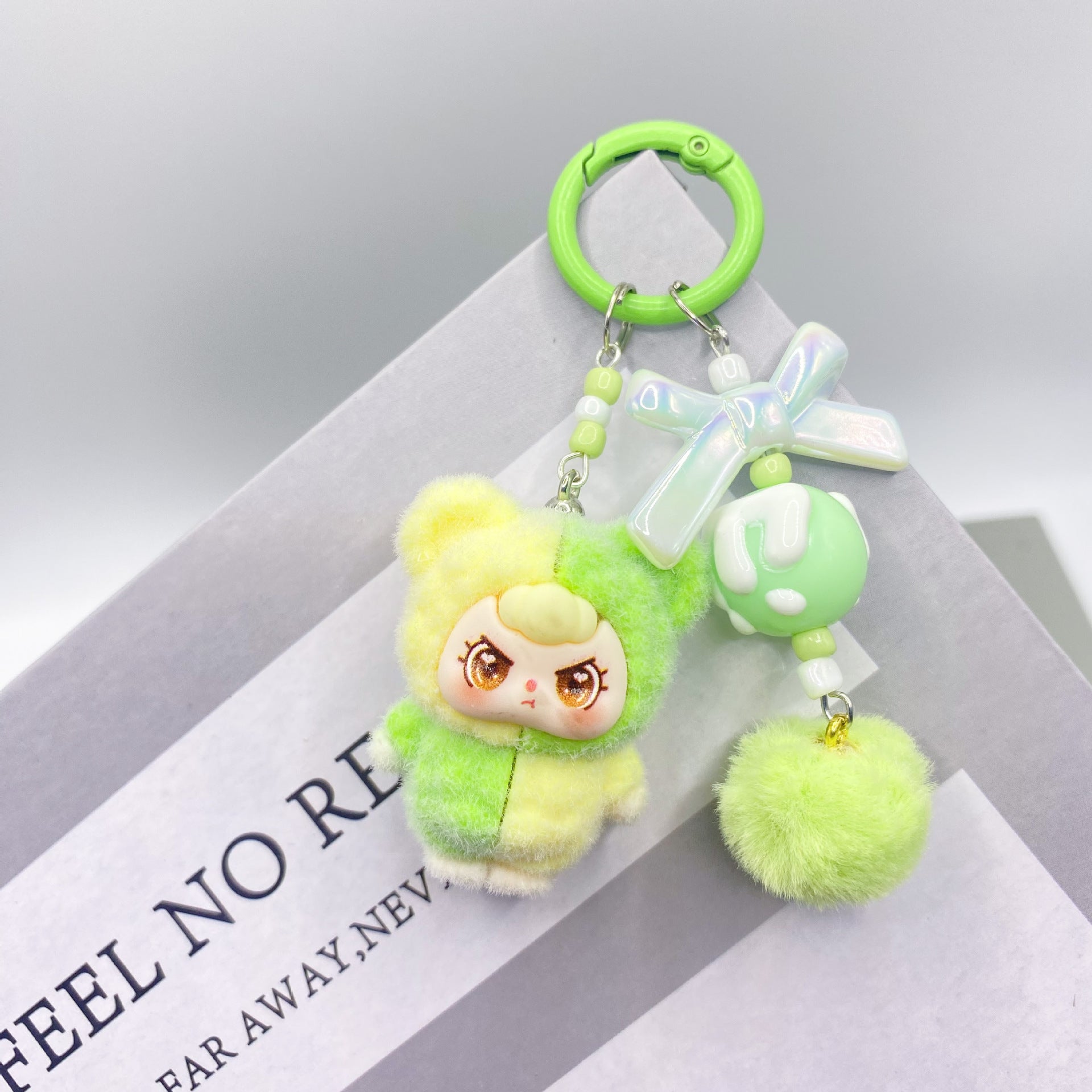 Flocking color matching, keychain pendant.