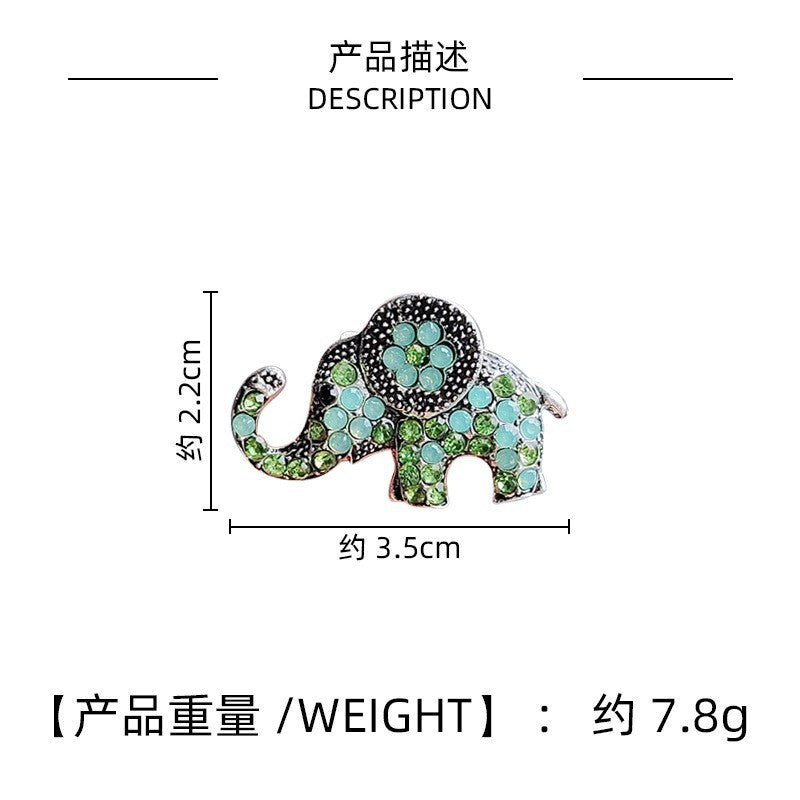 10-Color Alloy Diamond-Studded Elephant Brooch