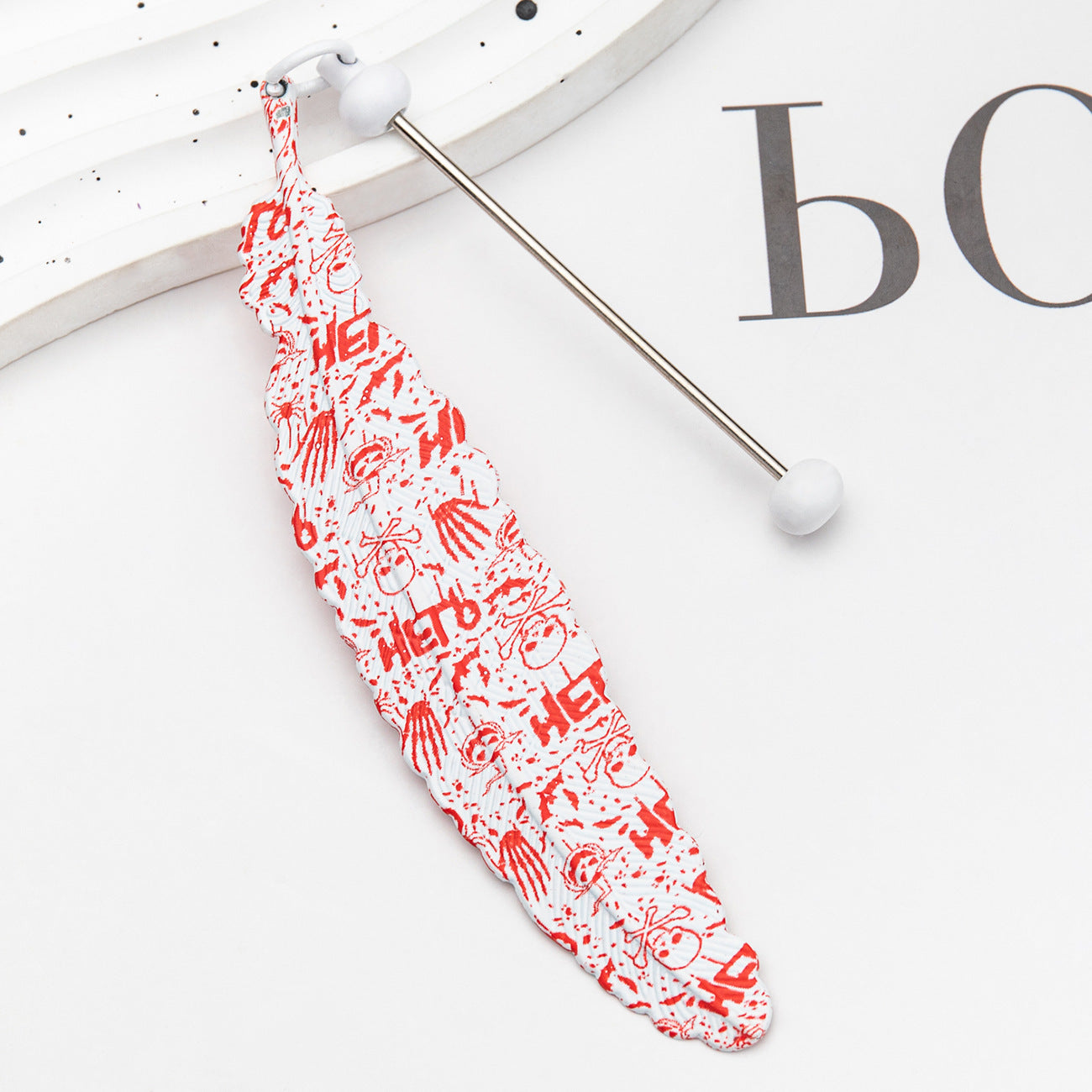 New DIY beaded feather bookmark, Christmas and Halloween metal bookmark, book page clip pendant.