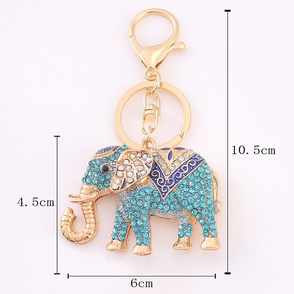 4-Color Thailand style elephant, diamond keychain, metal car pendant, key chain.