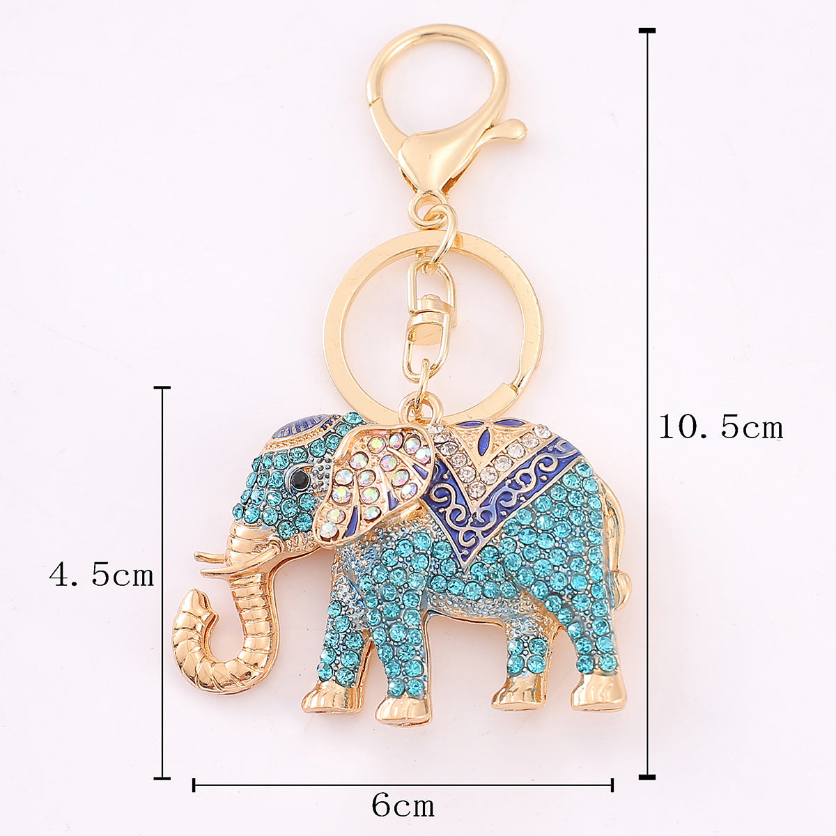 4-Color Thailand style elephant, diamond keychain, metal car pendant, key chain.