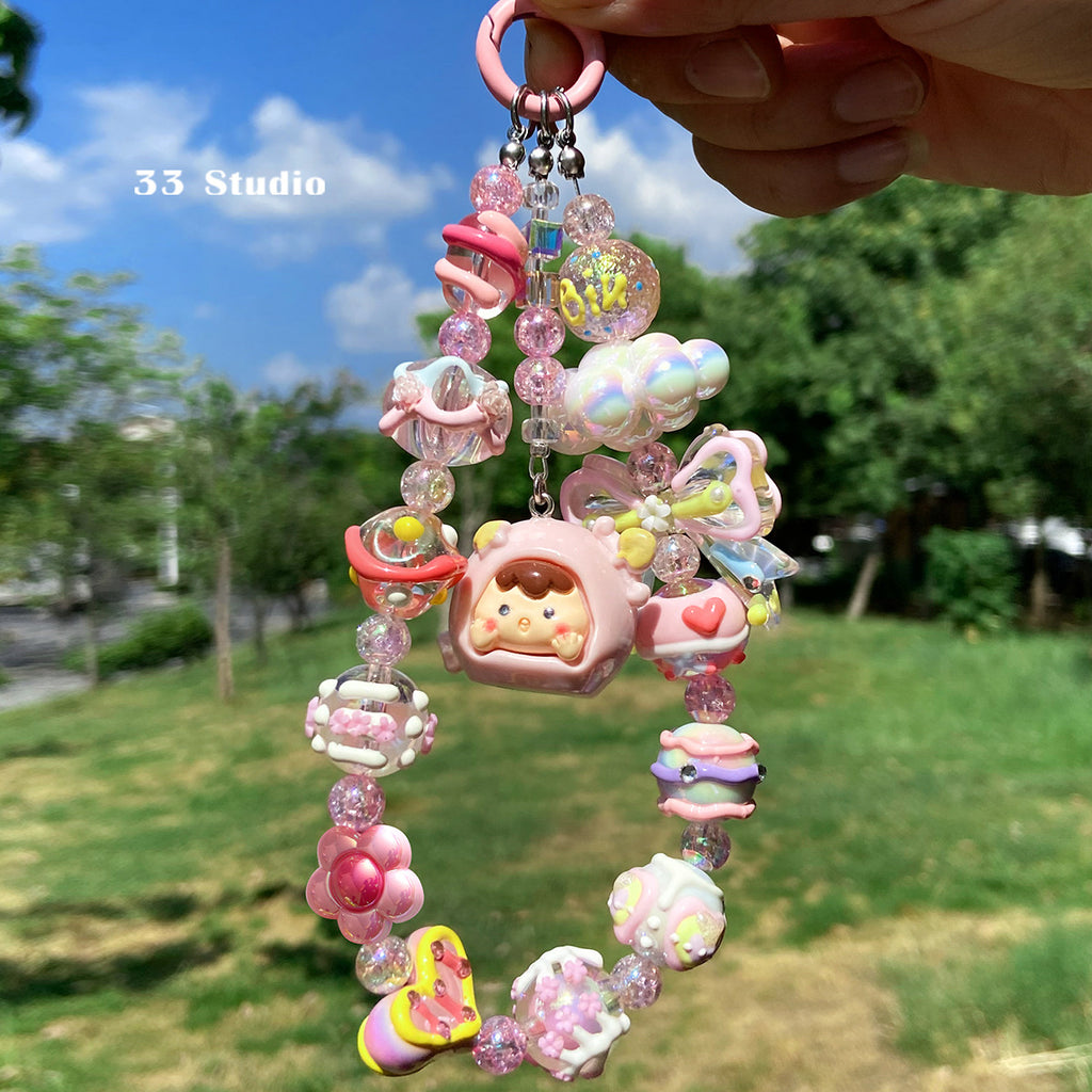 Pink special-shaped/heavy industry hand-painted beads/DIY accessories【桃之夭夭】