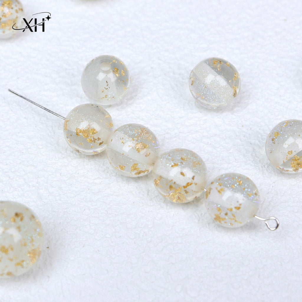 NO.22 Light Luxury Gold Flake Resin Beads 碧波流光