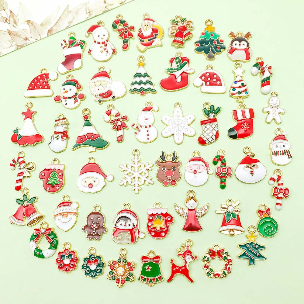 50 assorted gold plated enamel christmas charm