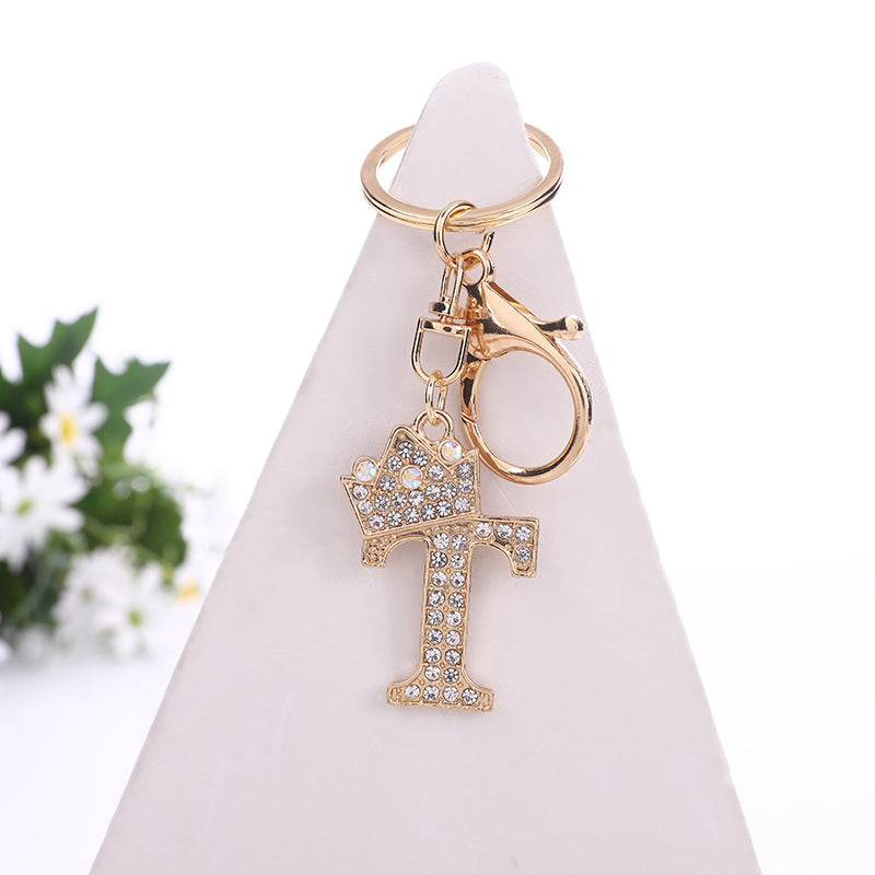 Metal Diamond letter keychain, premium key ring, rhinestone backpack charm