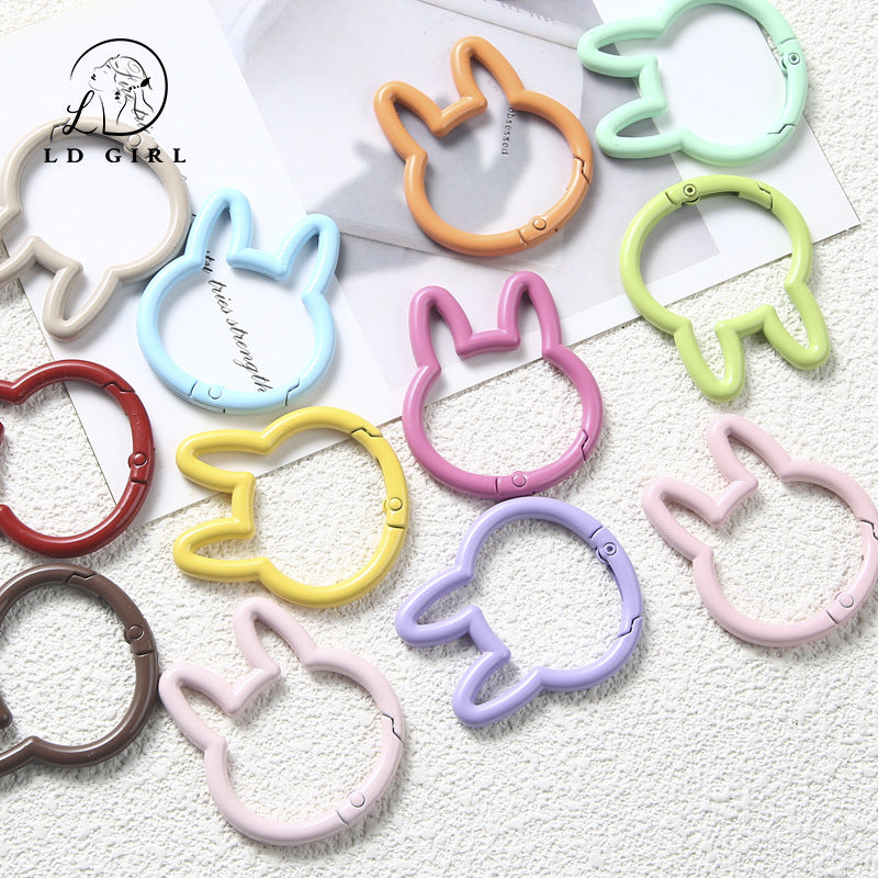 A large rabbit spring buckle, open ring, colorful spring ring