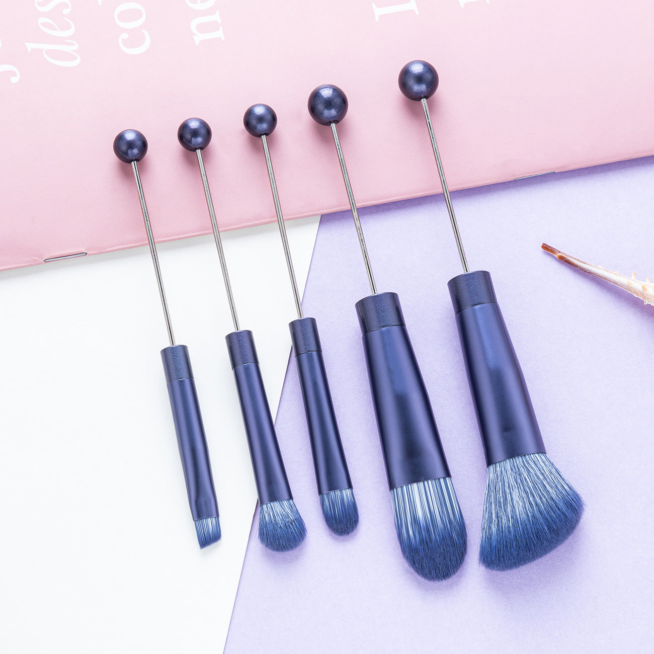 5 DIY metal handles, beaded makeup brush set