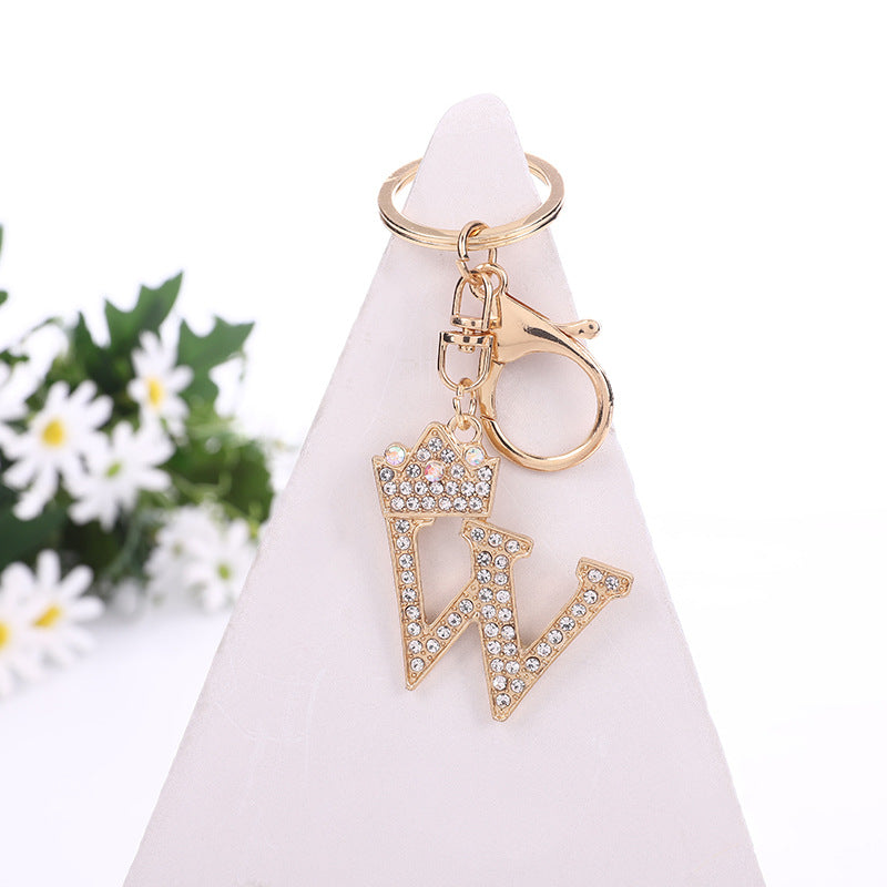 Metal Diamond letter keychain, premium key ring, rhinestone backpack charm