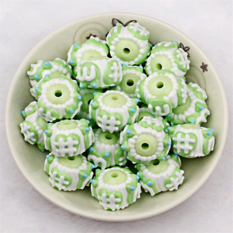 NO, 6 green DIY beads
