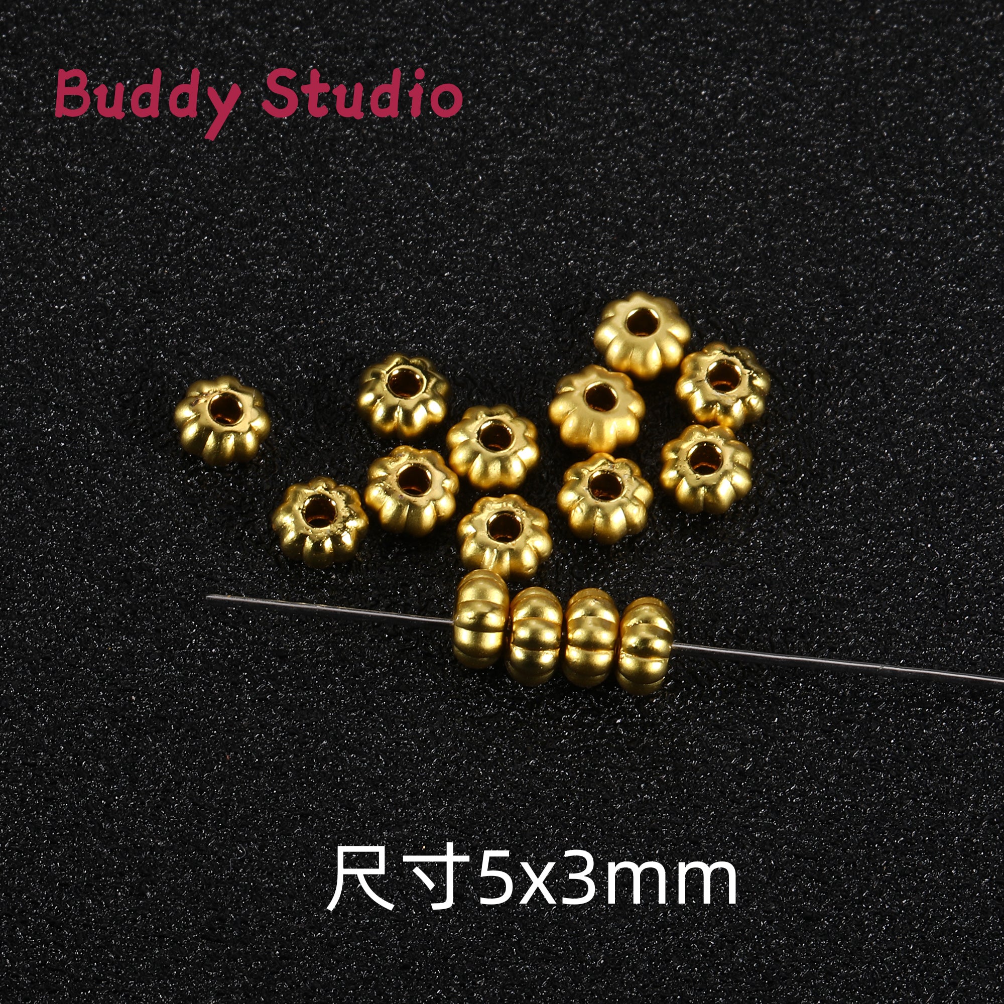 Color retention, sand gold, straight hole, spacer beads/pumpkin beads/spacer/round loose beads, DIY accessories