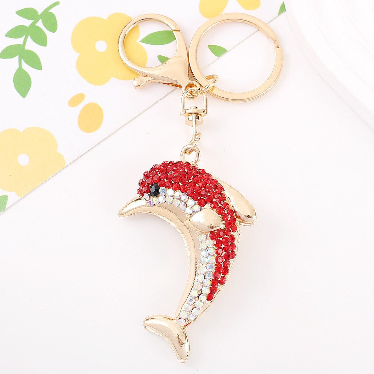 9-Type Colorful Ocean Animal Diamond Wallet Pendant Key Ring