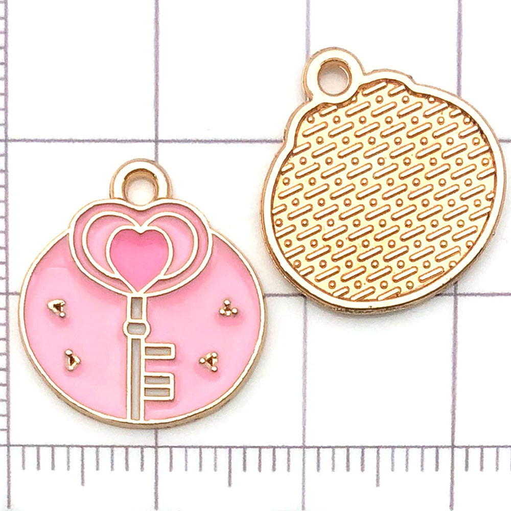 NO.20-3 Pink gold plated enamel charm