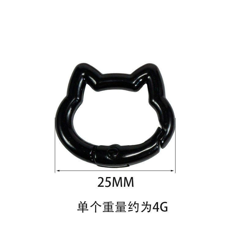 A Color paint cat head spring chain, key chain, DIY accessories, alloy connecting ring